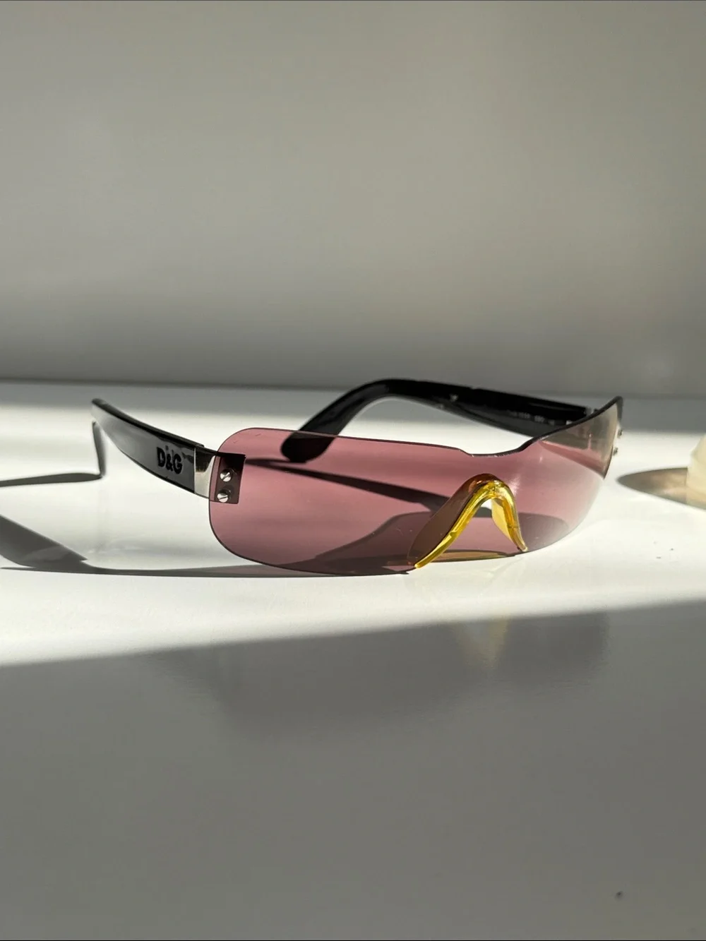 D&G Dolce & Gabbana Y2K Rimless Shield Sunglasses DD2059/S Mauve RARE